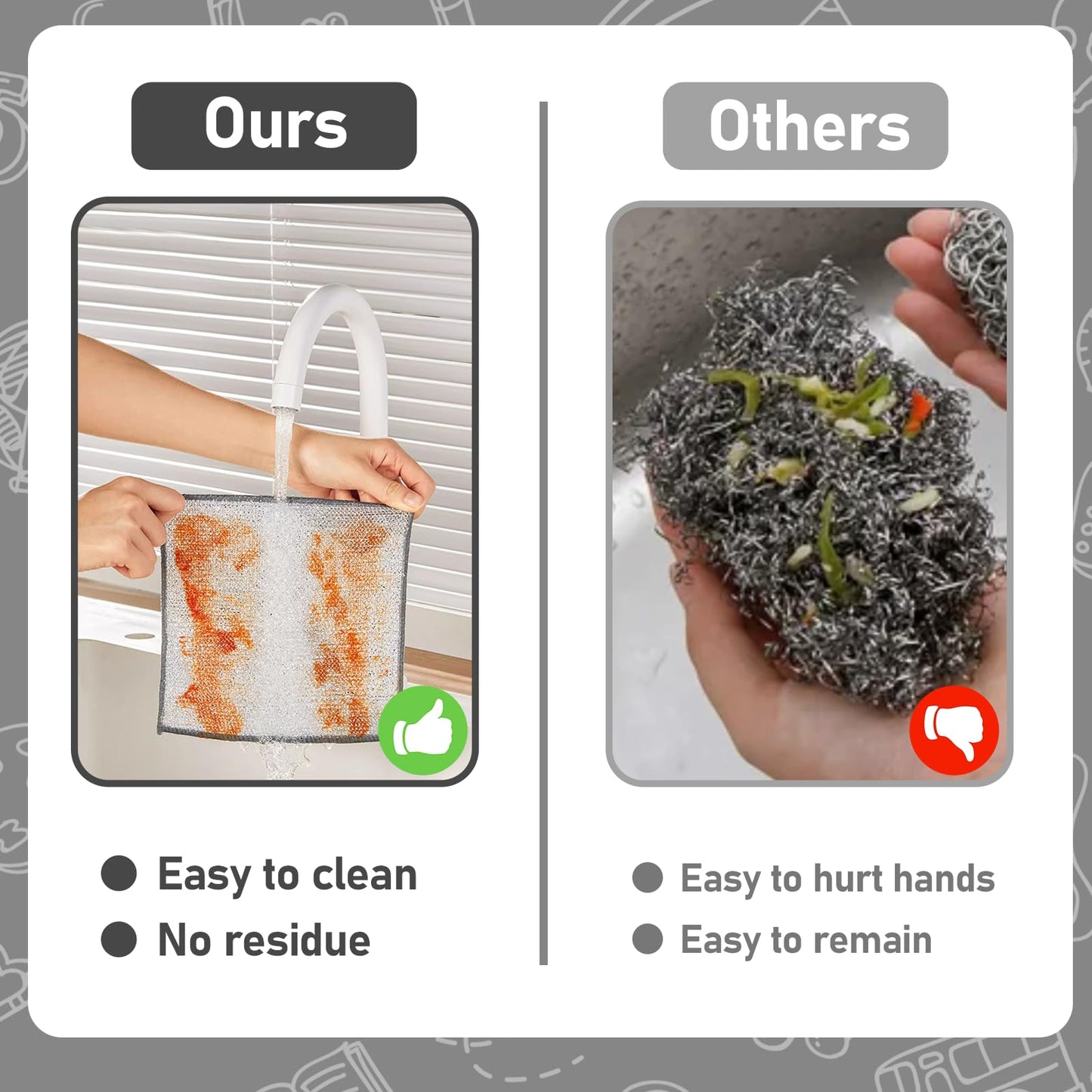 XANGNIER 10 Pcs Non Scratch Wire Dishcloth,2025 New Upgrade Steel Wool Cleaning Cloths for Wet and Dry,Multipurpose Wire Dishwashing Rag,Metal Mesh Miracle Cleaning Cloths for Kitchen,Dishes,Sink