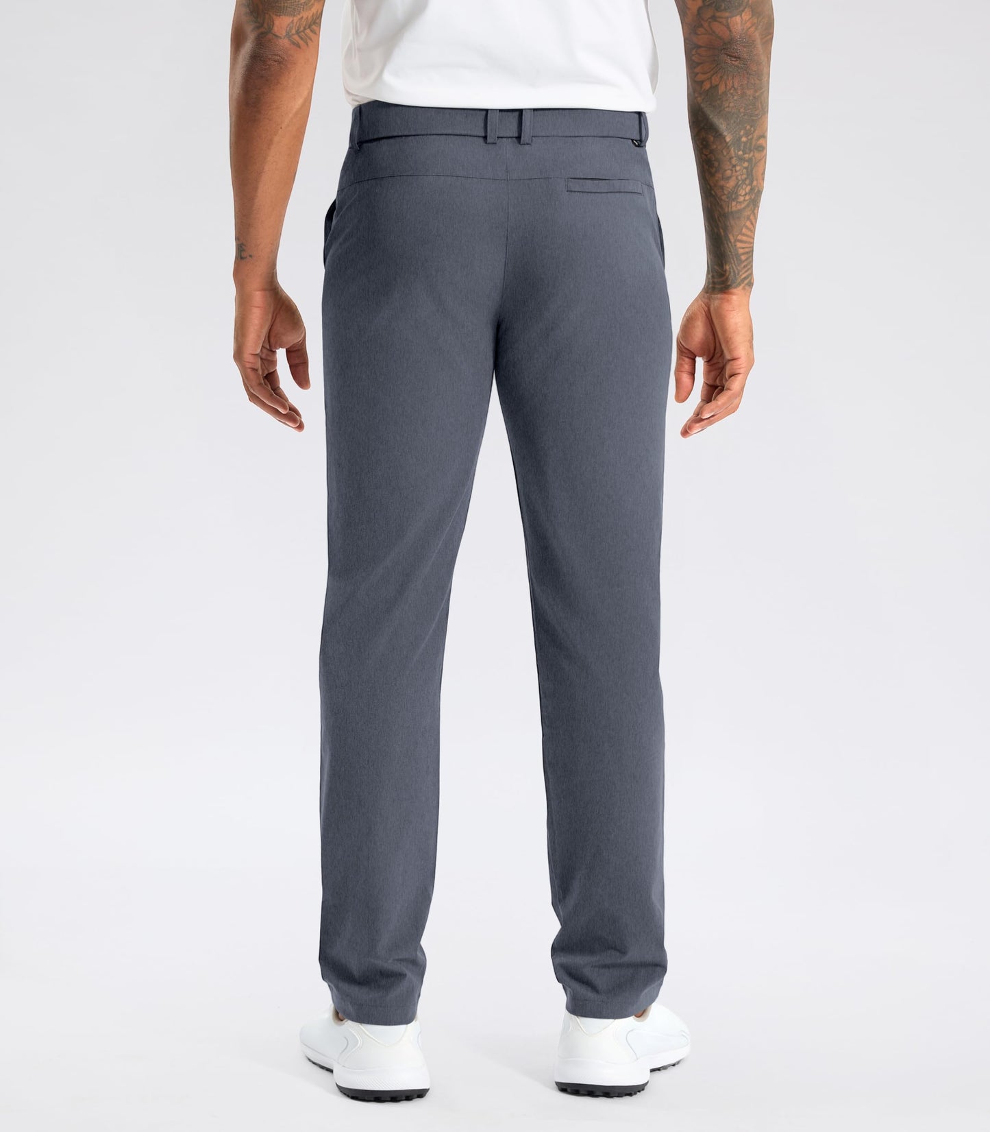 Soothfeel Mens Golf Pants Classic Fit Stretch Work Dress Pants 30"/32"/34" Quick Dry Lightweight Casual Trousers with Pockets Grey_Blue L32_W34