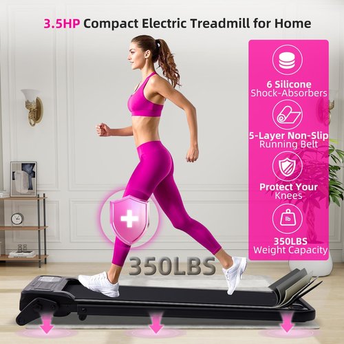 Electric Walking Pad Treadmill with 12% Adjustable Incline and Handle Bar, 3.5HP Small PortableTreadmills for Home Office Small, 4 in 1 Folding Foldable Treadmill with Handles, 0.6-7.6MPH, 350LBS