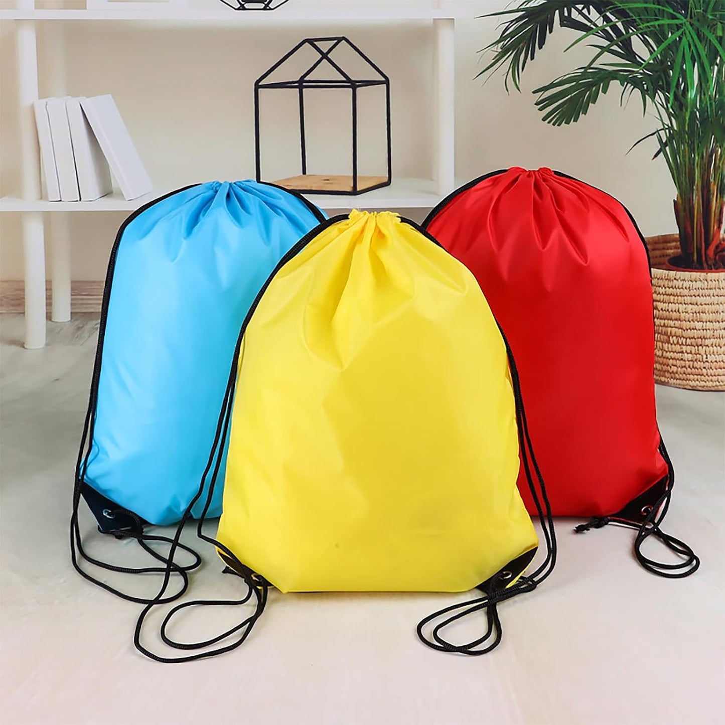 1PC Vibrant Nylon Drawstring Backpack - Good Lightweight and Durable Companion for Outdoor Sport,Travel, Skyblue