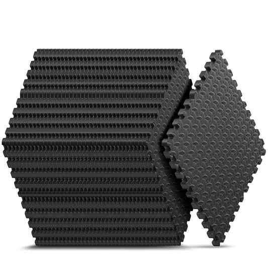 24 Pack Home Gym Mat, Puzzle Exercise Mat, EVA Interlocking Foam Floor Tiles for Home Workout Equipment and Kids' Play Areas - Black, 24 in x 24 in x ½ in - 24 Tiles (Black, 24 Pack, 96 SQ FT)
