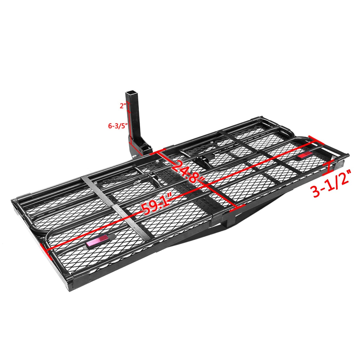 OKLEAD Hitch Mount Cargo Carrier 60" x 24" x 14.4" Folding Cargo Rack Rear Hitch Tray Luggage Basket with 400 LB Capacity Fits 2" Receiver for Car SUV Pickup