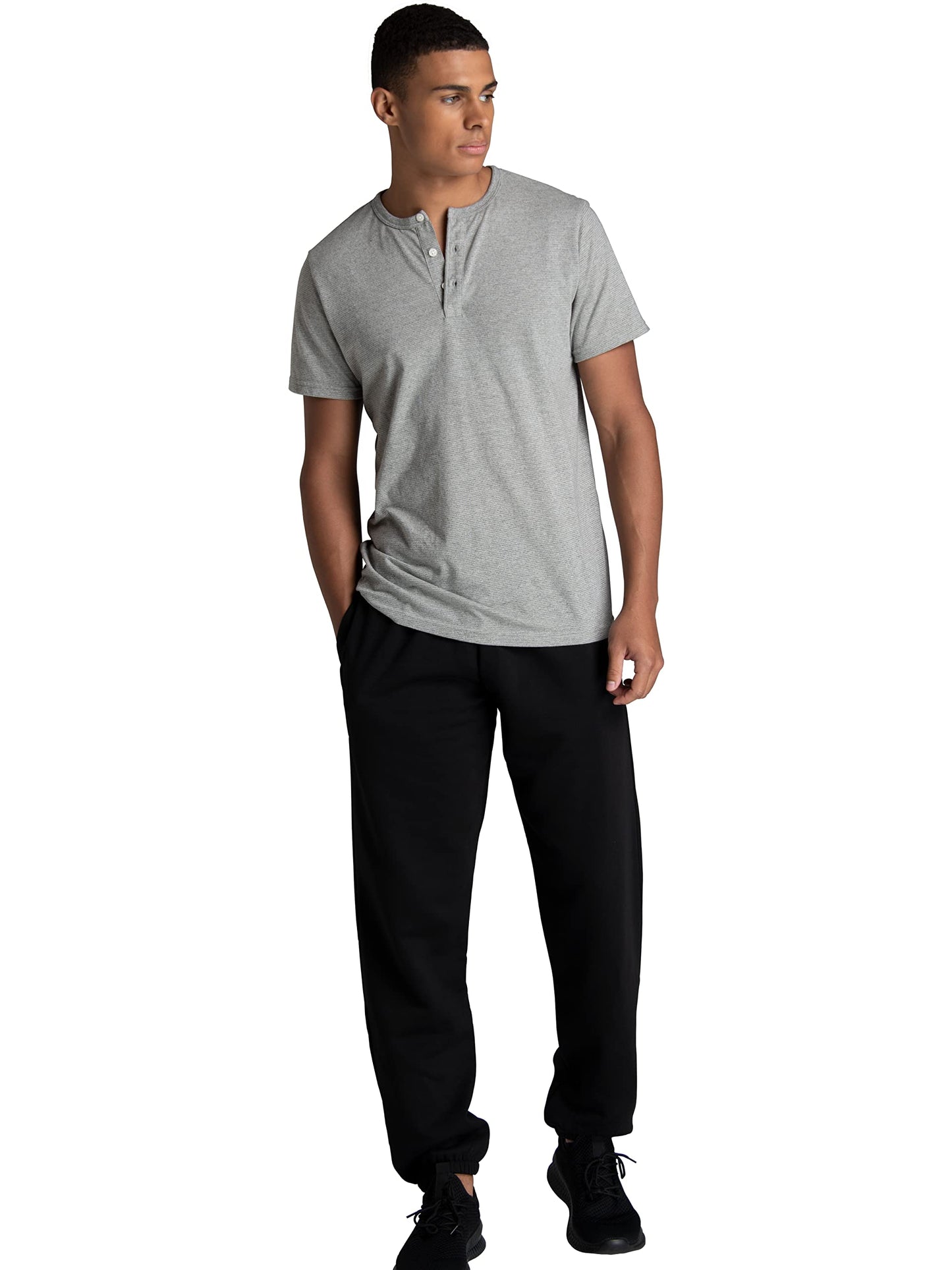 Fruit of the Loom Men's Crafted Comfort Fleece Sweatshirts, Hoodies, & Sweatpants, Super Soft Cotton Blend, Sweatpants - Black, X-Large