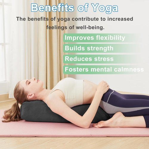 TokSay Yoga Bolster Pillow for Restorative Yoga - Meditation Pillow with Velvet Cover, Filled with Foam