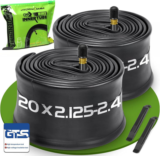 2/4 Pack 20/26x2.125/2.40 Bike Tube, 20/26x2.125 Bike Inner Tube with 35mm AV Schrader Valve, Butyl 20/26x2.40 Tube with 2 Tire Levers, 20/26x2.125/2.20/2.25/2.30/2.35/2.40 for MTB/City Bike