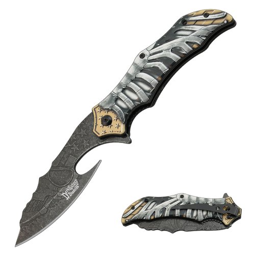 Snake Eye Tactical "Dark Fantasy Blades Heavy Duty 8.5-Inches Every Day Cary Hunting, Camping Folding Pocket-Folding EDC Knife (Gold)