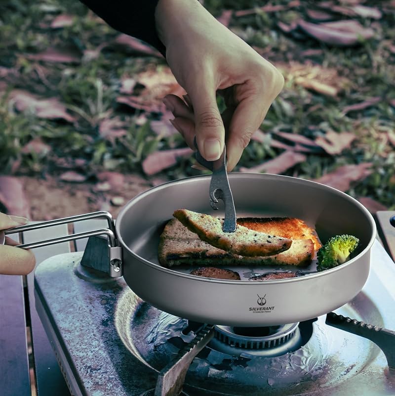 Titanium Camping Plate 750ml with Handle & Mesh Bag - Lightweight Outdoor Dish