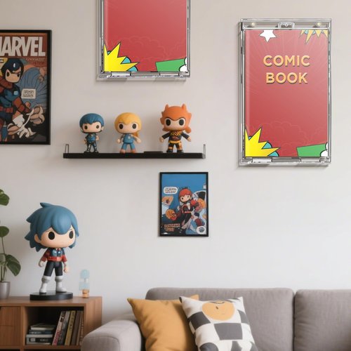 Magnetic Comic Book Display Cases 2 Pack- Crystal Clear Comic Book Display Holders, UV Protection Hardcase Protectors, Mountable Display Frame