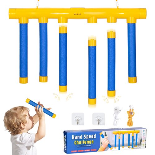Reflex Challenge Game, Hand Eye Coordination Training Reaction Training Toy, 3 Adjustable Stick Catching Game for Playroom or Family Party Activities (Blue)