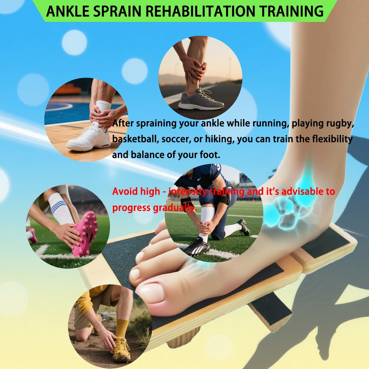 Ankle Foot Strengthener Balance Board Exerciser with Video Tutorial for Toe Heel Sole Flexibility Stability Balance Training Posture Corrector Physical Therapy Plantar Fasciitis Relief Sprained Ankle