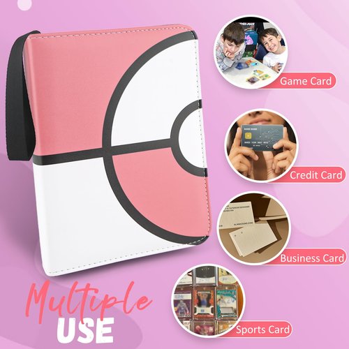 Card Binder 4 Pocket, Trading Card Holder Fits 400 Cards with 50 Removable Sleeves, Large Capacity & Waterproof Zipper Album Holder for Trading Card Collector, Portable Collection Card Album for Cards