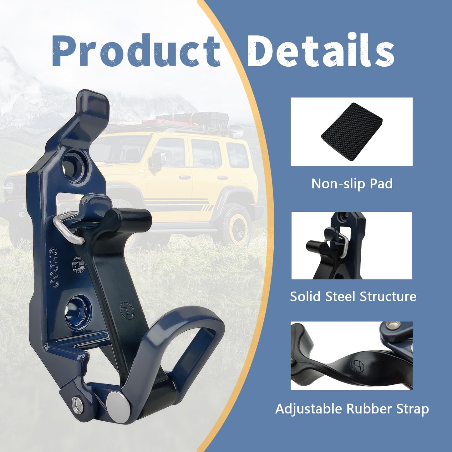 2 PCS Shovel Mount for Roof Rack Overland Gear Rotopax Mount Shovel Holder for Truck Tool Holder,Rubber Clamp Grip Mounting Kit Fits Shovel Holder Wall Mount, and Pole Clamp