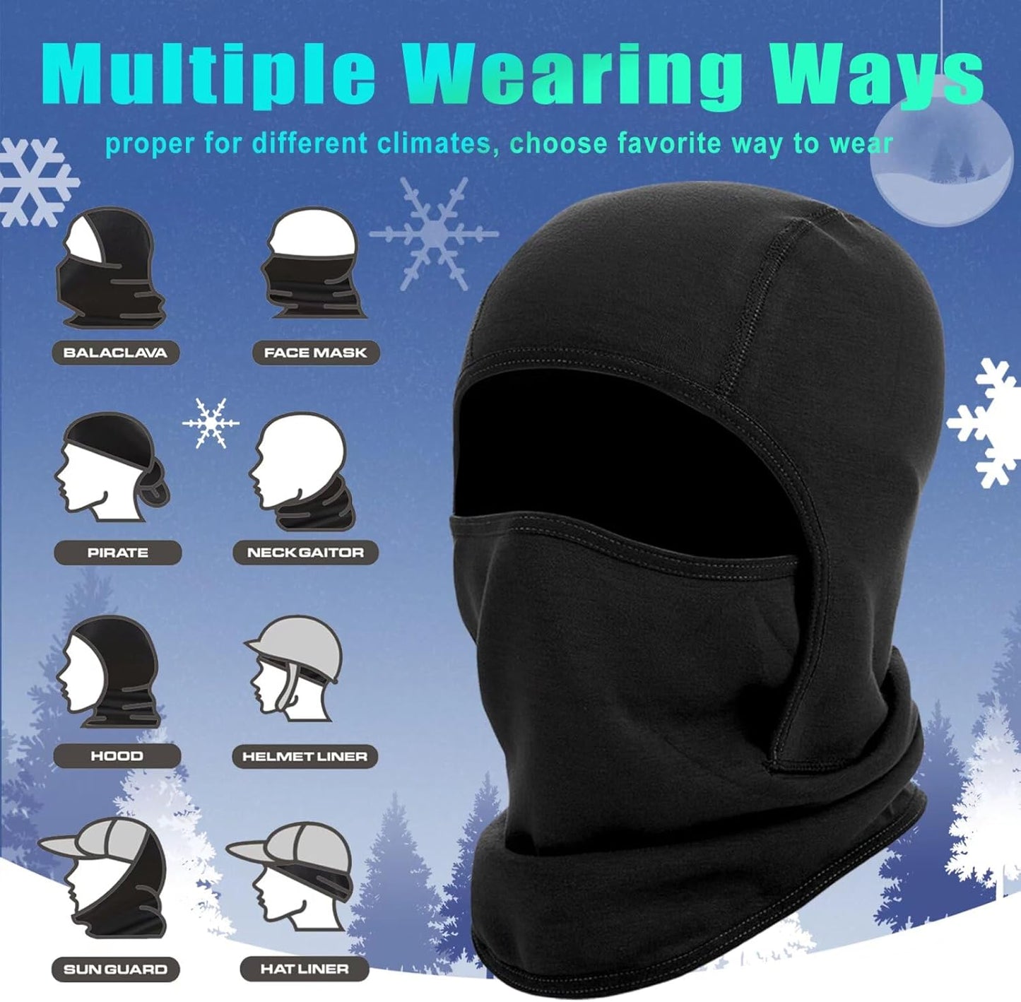 2 Pack Kids Balaclava Face Mask for Boys Girls, Windproof Winter Hat Ski Mask for Cold Weather, Breathable Face Warmer for Sports -12