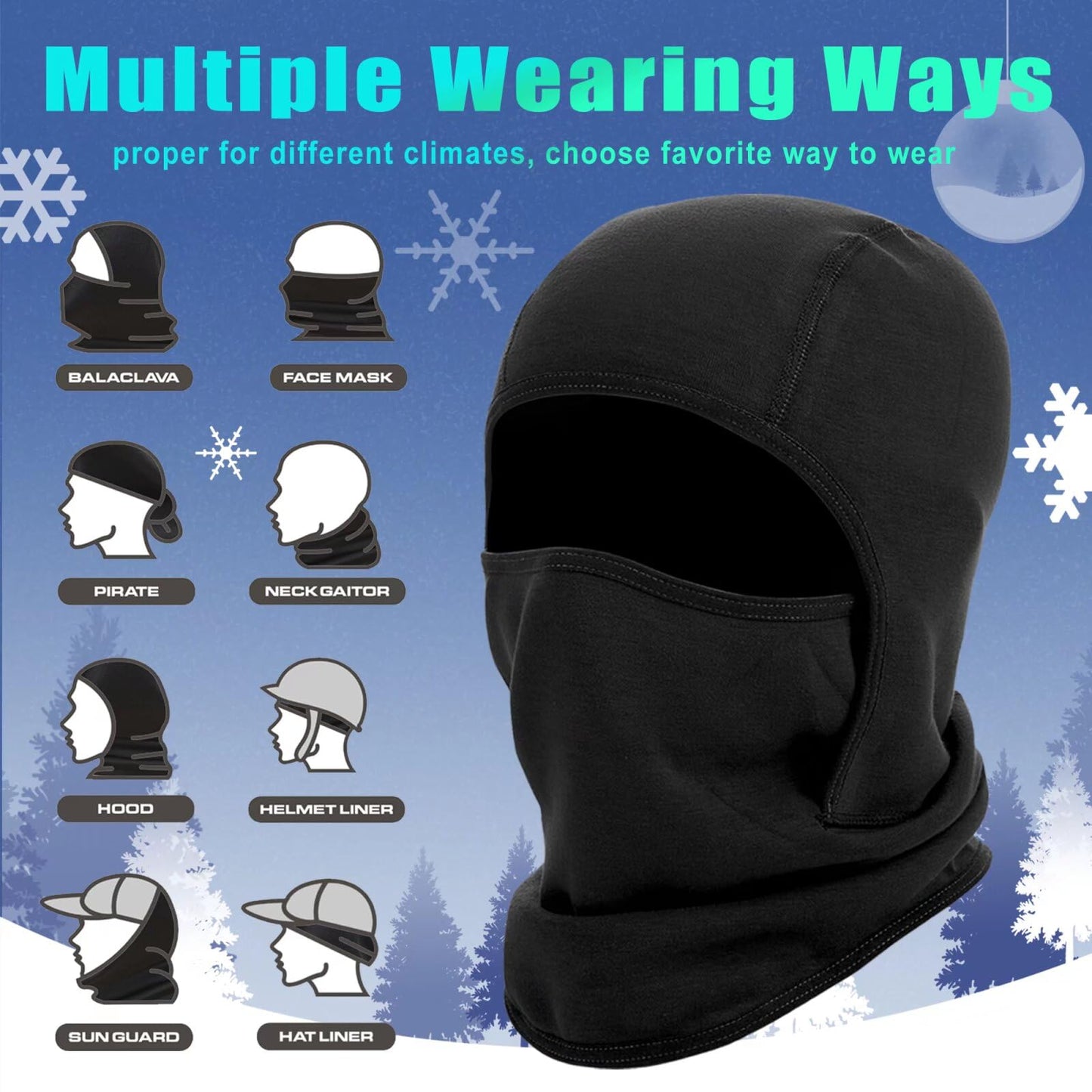 2 Pack Kids Balaclava Face Mask for Boys Girls, Windproof Winter Hat Ski Mask for Cold Weather, Breathable Face Warmer for Sports -12