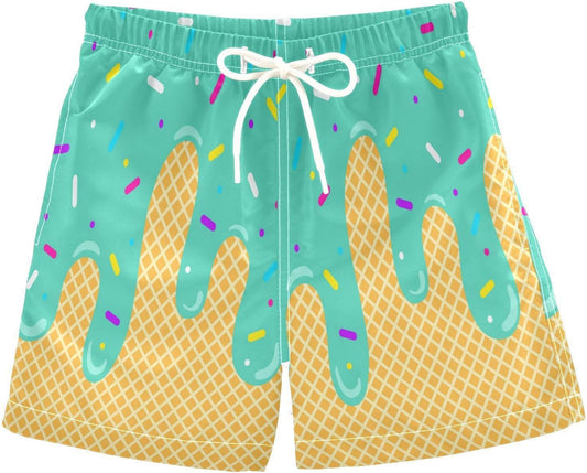 Ice Cream Boy Baseball Shorts Waffle Or Cone Preppy Shorts,Kids Youth Ice Cream Drip Track Short Pants