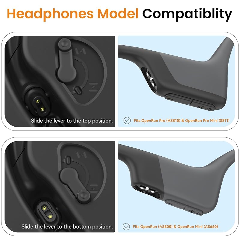 Wireless Charging Dock for Shokz OpenRun Pro & OpenRun – Stand + Magnetic Cable
