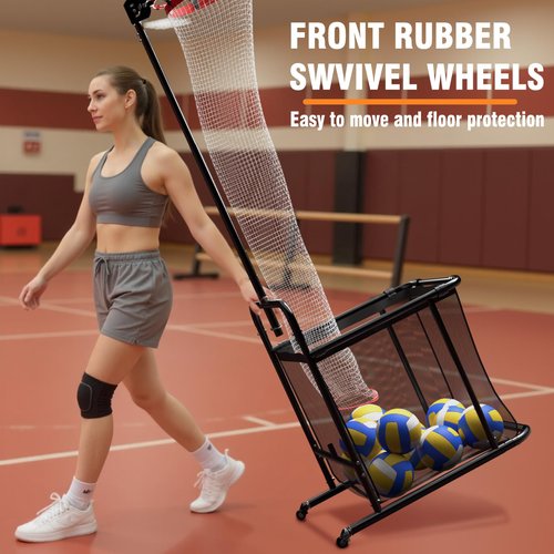 Volleyball Setter Training Equipment, Volleyball Setter Trainer Net with 2 Target Hoop Size,13 Heights & 6 Angles Adjustable, Serving Spiking Drills System with Ball Collection Bag