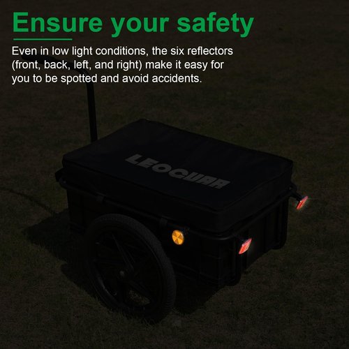 LEOGUAR Bike Cargo Trailer, Handle Cart, Universal Hitch, 2 Quick-Release Wheels, Compact Storage, Weather Resistant Fabric, Bike Trailer, Bike Cart, Bicycle Wagon Cart, Max Capacity: 88/132 lbs