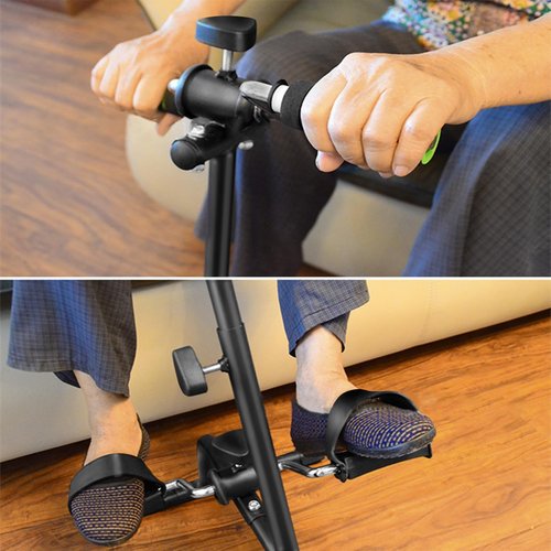 Saterkali Pedal Exerciser Bike Hand Arm Leg and Knee Peddler Adjustable Fitness Equipment for Seniors,Elderly Home Dual Pedal Exercise Bike for Total Body Great Gift for Elderly Rehab,Black Black