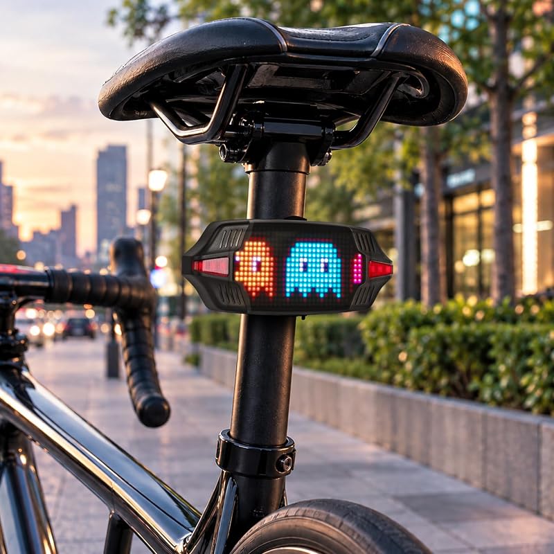 Smart Bicycle Tail Light with Remote, USB-C Rechargeable Turn Signals, 1000mAh