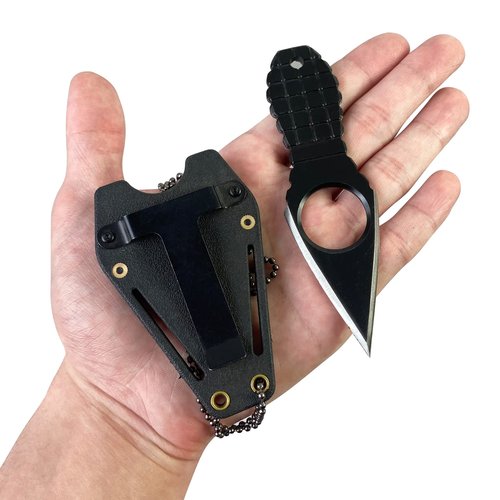 CIZPIROK Mini EDC Pocket Neck Knife with Chain and Sheath w/Pocket Clip, Ultra Small Fixed Blade Knives Tactical Necklace Knife for Men, Utility Box Cutter Outdoor Camping Backpacking Knives