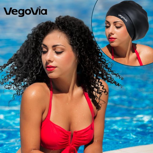 VegoVia Extra Large Swim Cap for Braids and Dreadlocks, Women Swimming Cap Waterproof for Black Women Adult Men Locs Long Hair Keep Hair Dry, Cover Ear Silicone Swim Hat for Bathing Pool