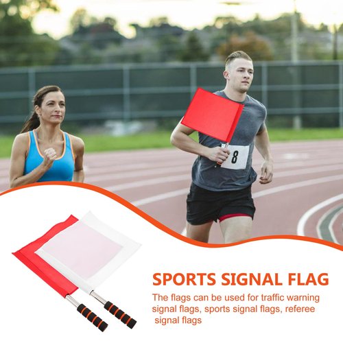 GANAZONO 2pcs Volleyball Flags Line Judge Lightweight Red Referee Signal Flags for Volleyball Soccer Track and Field