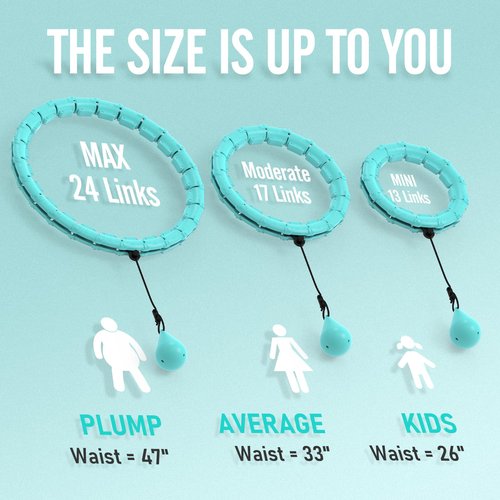 JKSHMYT Smart Weighted Fit Hoop Plus Size for Adults Weight Loss, Hula Circle-2 in 1 Infinity Fitness Hoop, 24 Links Detachable & Size Adjustable, with Waist Trainer for Women