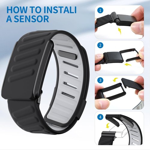 DADO Comfort Durable Silicone Wristband Compatible with WHOOP 4.0 Band, Soft Silicone Sports Loop Strap for Men & Women, with U Shapped Connector (All Black)