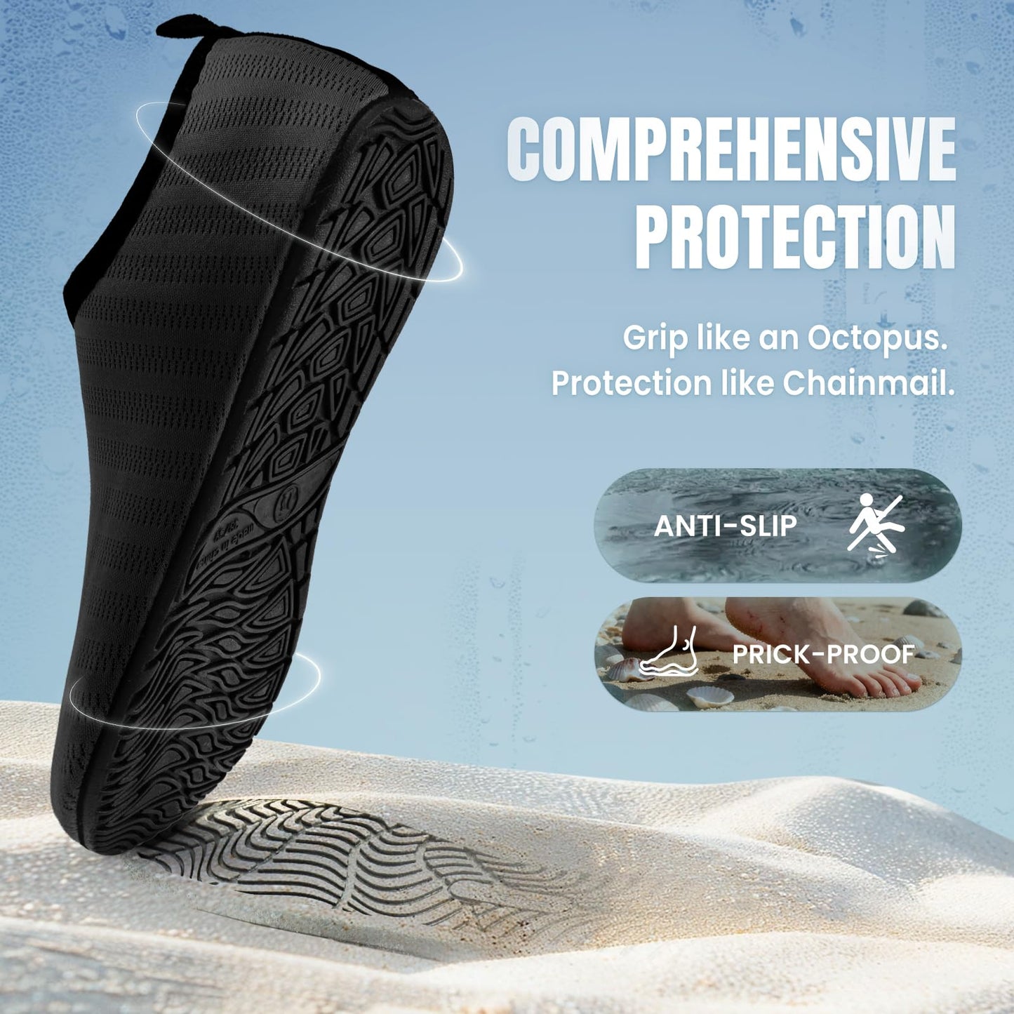 IceUnicorn Water Shoes Men Women Beach Swim Aqua Barefoot Socks Pool Quick Dry Yoga(liuxingyu Black 50/51)