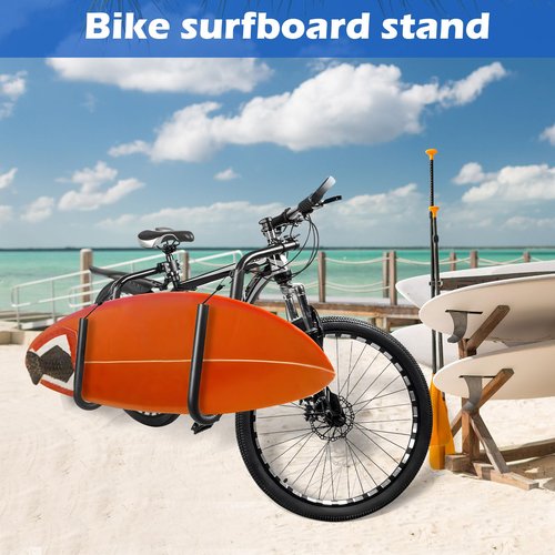 DTNESS Bicycle Surfboard Racks, Bike Surf Board Holder for Shortboards, Longboards, SUP Paddleboards, Skis, Windsurfing Boards, Outdoor Sports Surfing Wakeboard Carrier Mount for Bike