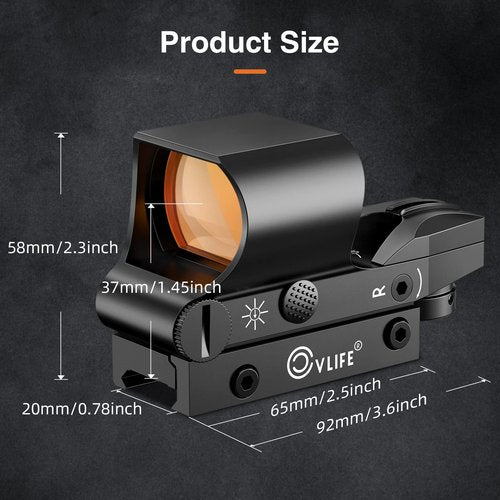CVLIFE Reflex Sight, 1x28x40mm Red Dot Sight, 4 Adjustable Reticles Sight for 20mm Picatinny Rail, Red Dot Optics, Absolute Co-Witness