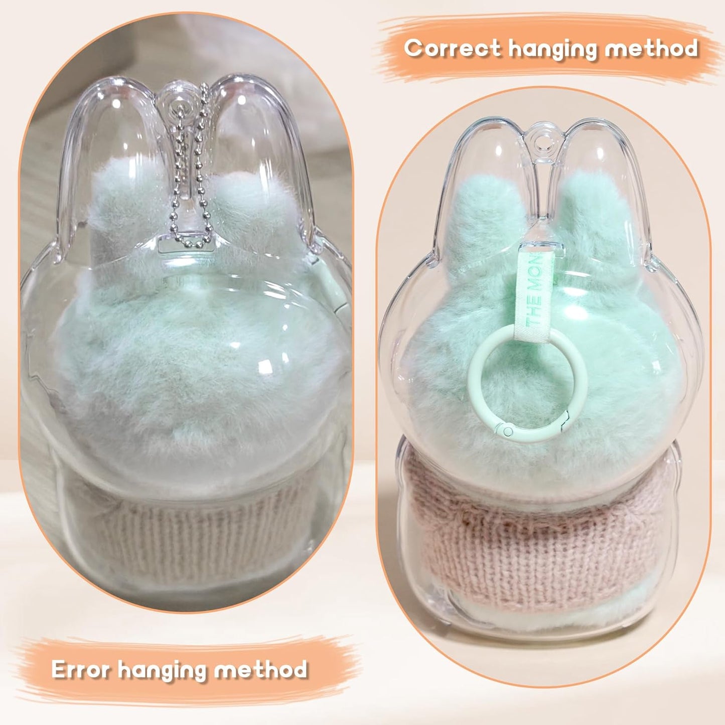 1PCS Protective Case Compatible with LABU The Monsters Exciting Macaron - Clear Plastic Box with Keychain & Anti-Loss Silicone Strap,Plastic Clear Display Box(No Doll Included,17CM)