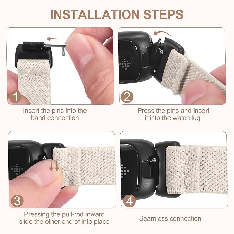 Stretchy Nylon Watch Bands for Fitbit Inspire 3 - 5 Pack (Apricot, Black, Brown Green, Pine Green, Pink) - Replaceable Band