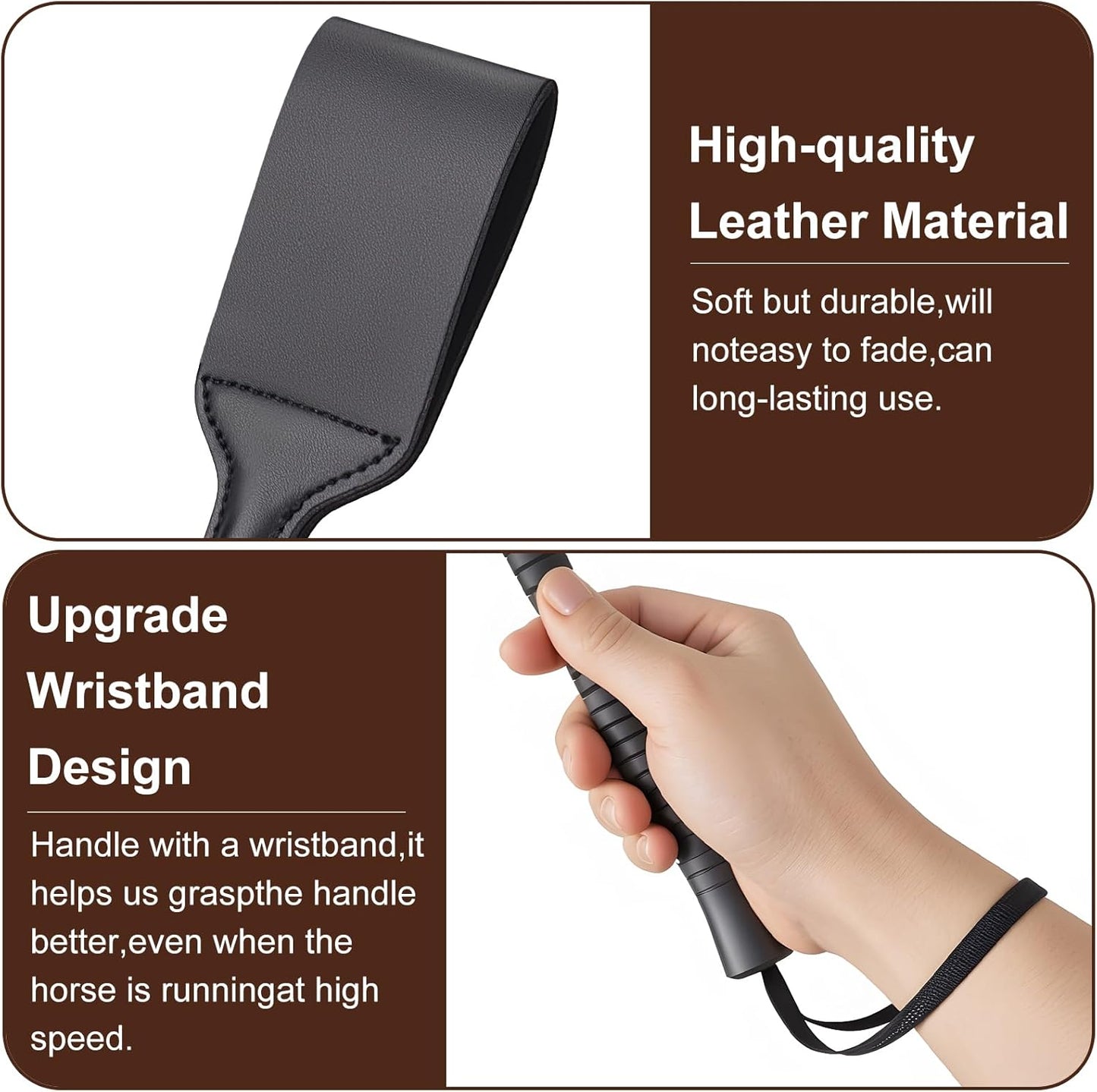 18 Inch Horse Whip, Premium Riding Crop Horse Whip for Equestrian Sports,Black, with Non-Slip Handles
