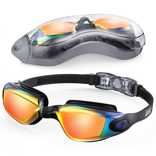 Aegend Swim Goggles, Flexible, Detachable Swimming Goggles No Leaking Full Protection Adult Men Women Youth, Bright Orange