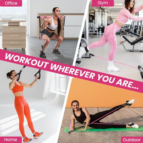 CEYOME Pilates Bar Kit with Resistance Bands for Women, Pilates Bar with Adjustment Buckle, Multifunctional Home Gym for Hip, Legs, Arm and Waist, Pilates Home Equipment for Full Body Workouts