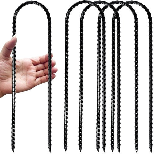 Hodvya 12" Trampoline Stakes Anchors High Wind Heavy Duty U Shaped Stakes for The Ground Heavy Duty high Wind Trampoline Accessories, Set of 4, Black