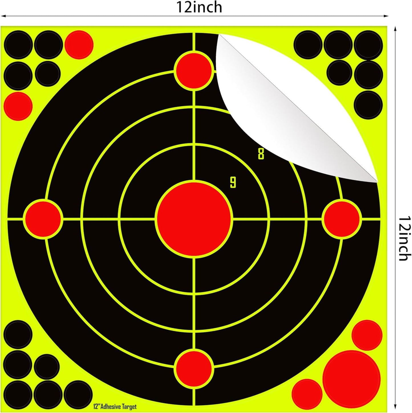 12x12 inch Silhouette Splatter Targets - Bright Fluorescent Yellow Easily seen on Impact When Hitting Target for BB Guns, airguns, Rifles, Indoor and Outdoor ranges (10/25/50 Pack)