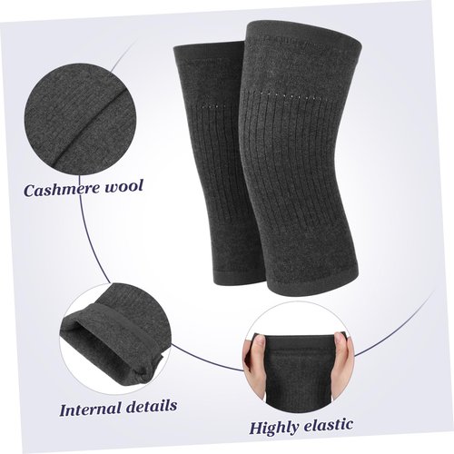 EXQUIMEUBLE 1Pair Warm Cashmere Kneelet for Winter Comfortable Kneecap Support for Women Elders Dark Grey Enhances for Outdoor Activities Joint Relief Durable Material