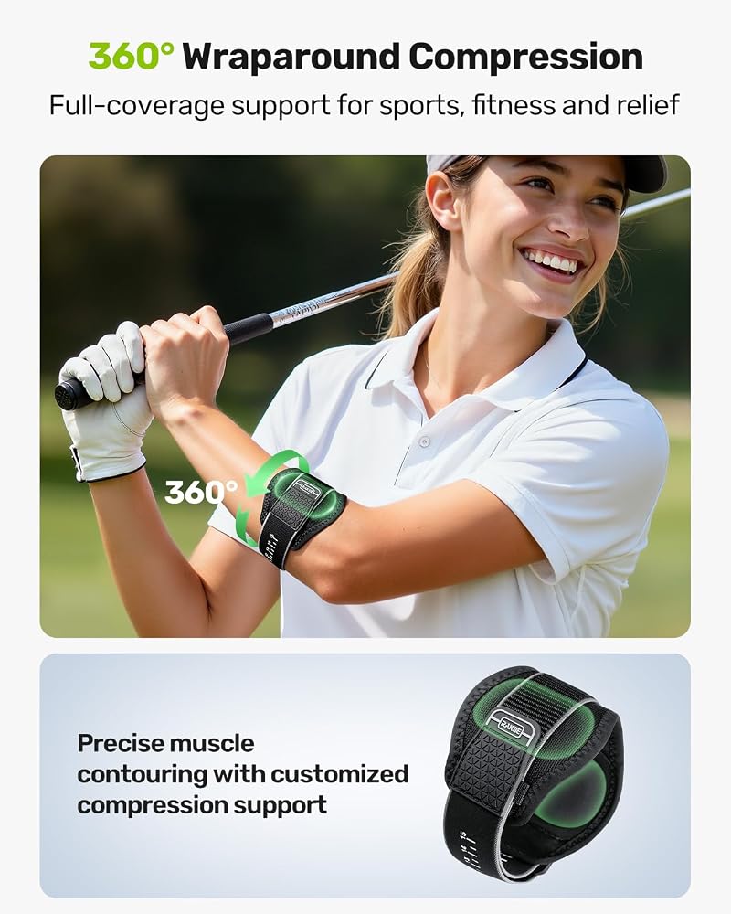 Tennis Elbow Brace for Men & Women - Dual Pad Compression, 1-15 Scale, Gray