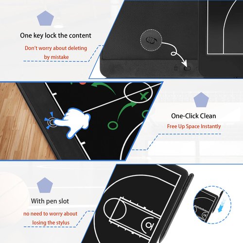 Electronic 16 inch Basketball Coaching Boards, Portable Erasable Pro Strategy Board for Training Teaching Competition Command,Tactical Drawing Tablet Coach Gifts