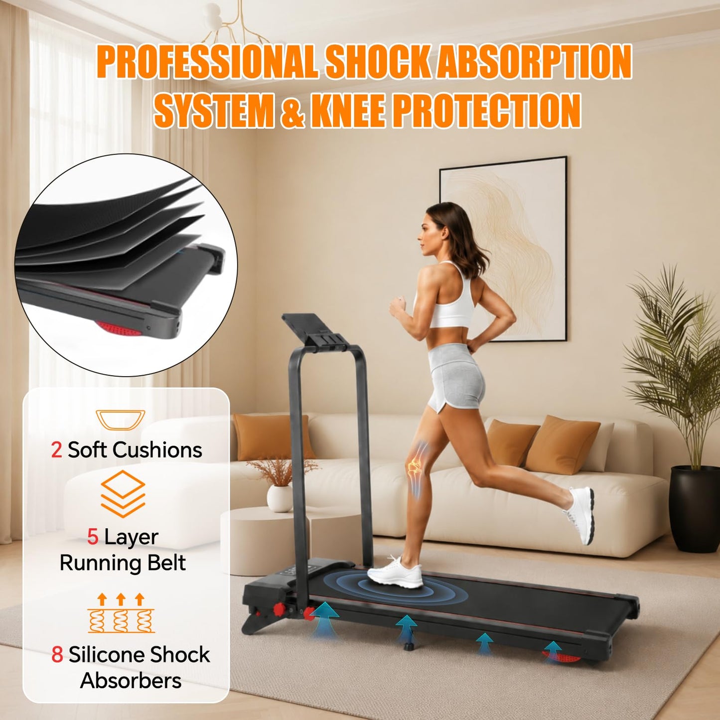 Joxir Walking Pad Treadmill with Incline, 7.5MPH Under Desk Treadmill for Home Office, 360 Lbs Capacity Portable Treadmills with Remote Control, Led Display