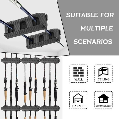 Ruppence 4-Pack Fishing Rod Holder for Garage, Wall Mounted Fishing Pole Holders with EVA Foam, Vertical Fishing Rod Rack Storage for Boats, Garage, Wall, Ceiling