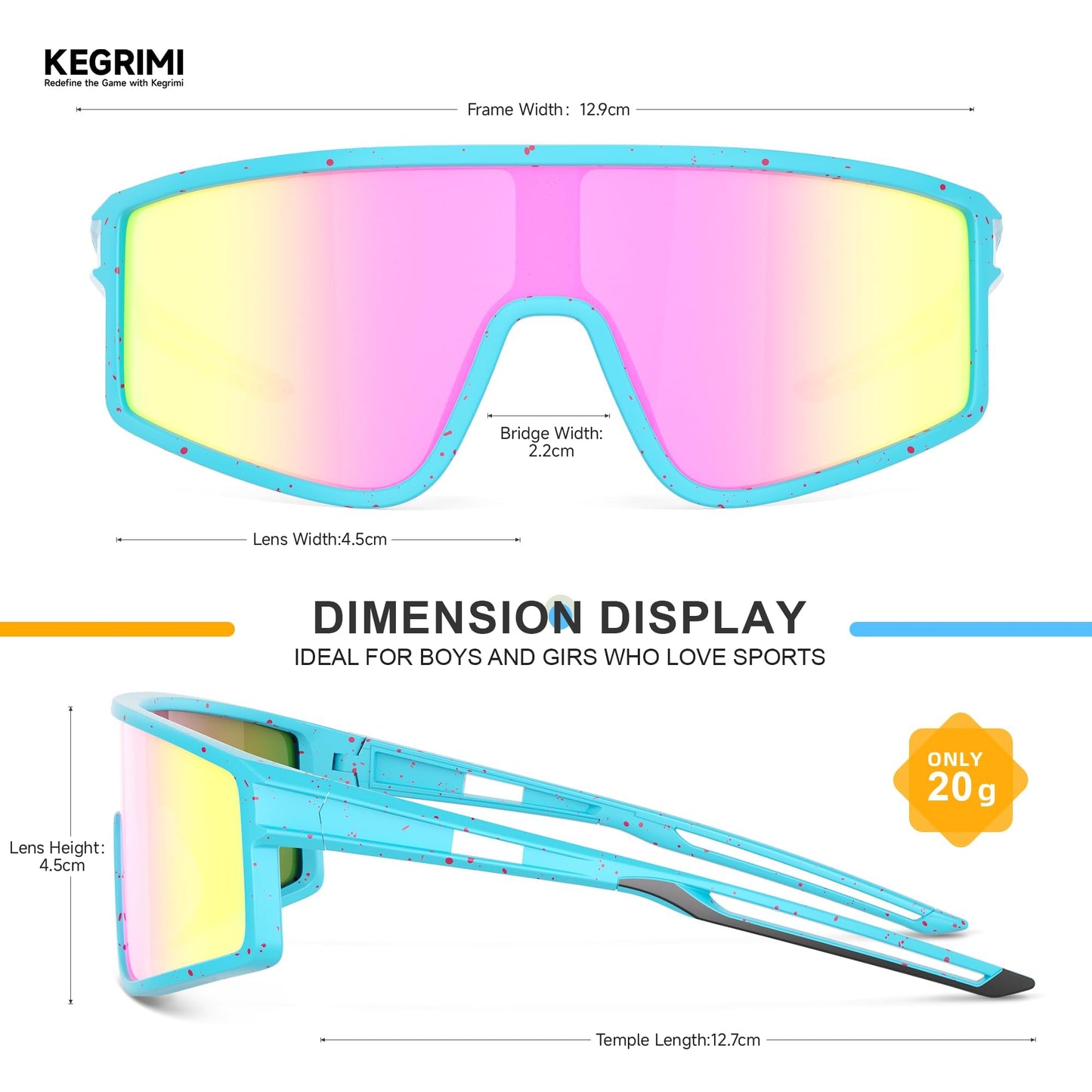 Kegrimi 3 Pack Kids Sunglasses Youth Baseball Polarized Sun Glasses Sports Cycling Running for Boys Girls UV Protection(Black+Red/Black+grey/Blue+green)