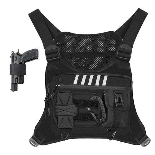 Chest Bag for Men Women, Lightweight Running Pack with Chest Holsters Fits Most Pistols, Tactical vest for Sports, Cycling, Workouts