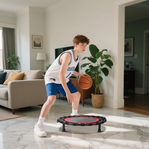 YOUGYM Basketball Training Trampoline - Indoor Quiet Practice Foldable Trampoline for Beginners/Pros, Noise-Reducing Durable Portable Design, Home Ball Training