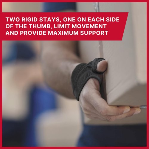 MUELLER Sports Medicine Adjust-to-Fit Thumb Brace, Spica Splint, Thumb Pain Relief Stabilizer for Men and Women, Ideal for De Quervain's Tenosynovitis, Arthritis, Sprains, Fits Right or Left, Black, One Size