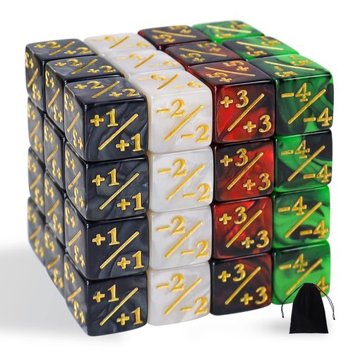 48 Pieces MTG Counters Token Dice, Magic The Gathering Glitter Sparkle Loyalty Cube, Starry Marble D6 Compatible With MTG, CCG, Card Gaming Accessory - 4 Colors