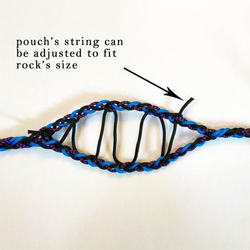 Parallel Halo Balearic Paracord Shepherd Sling (Old-Fashioned Slingshot) Handmade 6 Strands Braided Throwing Sling Tennis Ball Thrower (Black&Purple)